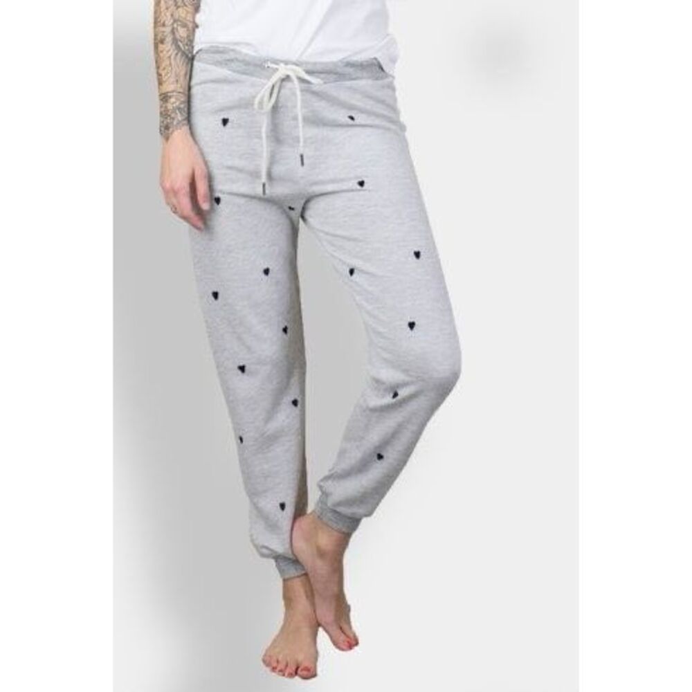 The Great Cropped Jogger Sweatpants Heather Grey Navy Hearts Women Size 3 / L